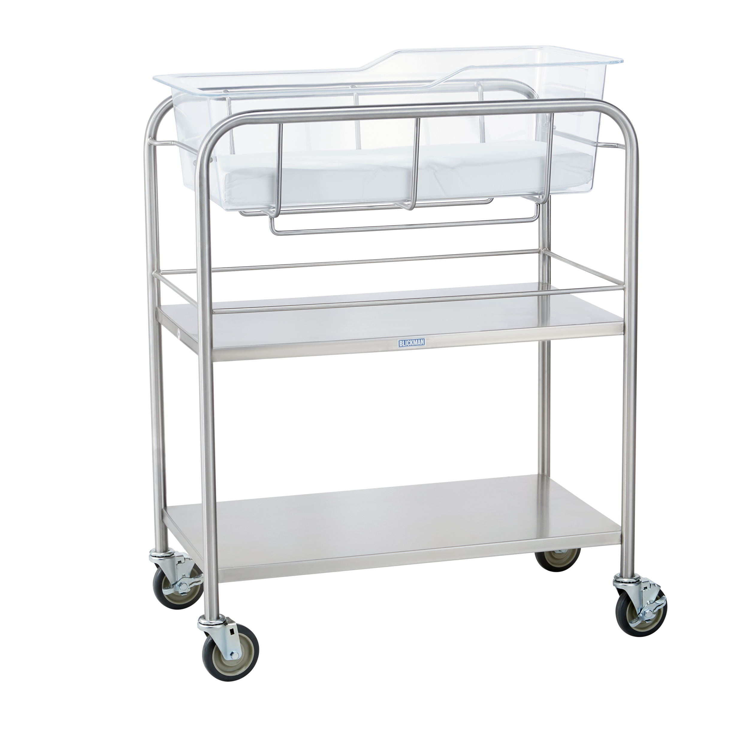 8049SS Stainless Steel Medical Bassinet with Open Cabinet — Blickman